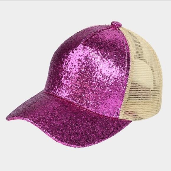 Fashion Hat: CC Brand Glitter Trucker Cap*hot pink*Gorgeous hat*New with tag - Picture 1 of 1